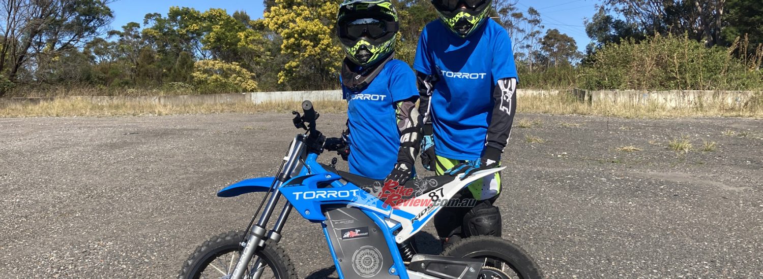 The boys out on their first ride on the BikeReview Torrot MX2. They loved it from the first twist of the throttle, particularly the fun factor of the electric acceleration.