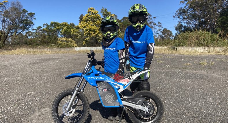 The boys out on their first ride on the BikeReview Torrot MX2. They loved it from the first twist of the throttle, particularly the fun factor of the electric acceleration.