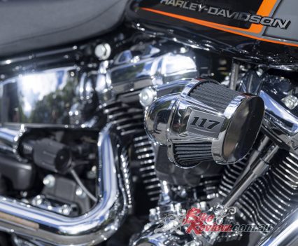 The big 117 Milwaukee-Eight now comes as the standard motor for the Breakout.