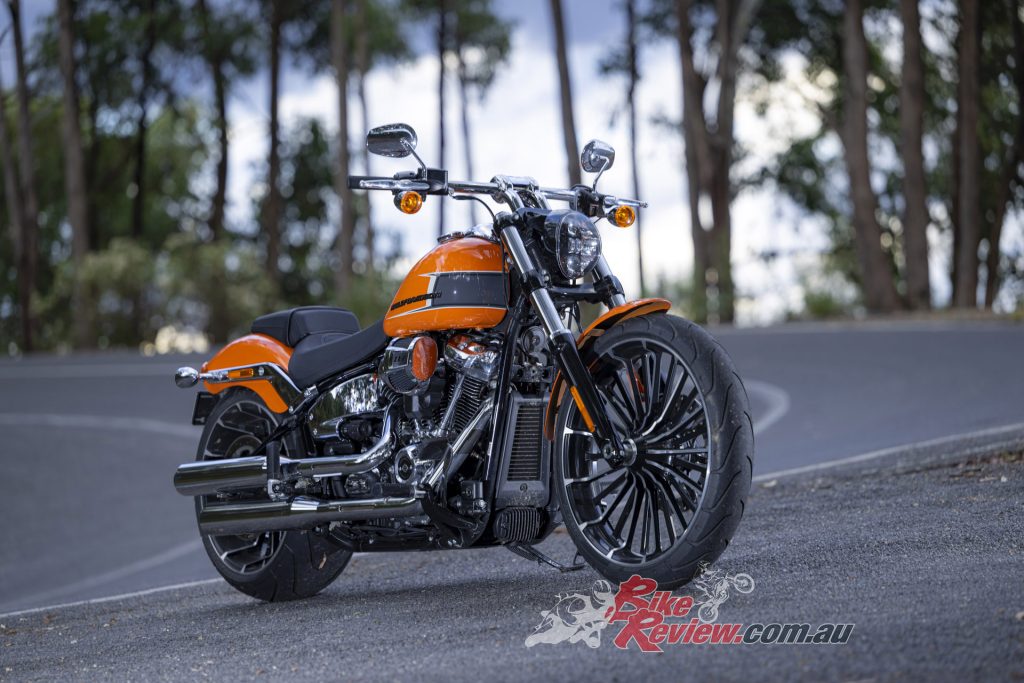 AJ says the Breakout is his favourite looking H-D, with its Hot Rod feel and new shaped tank...