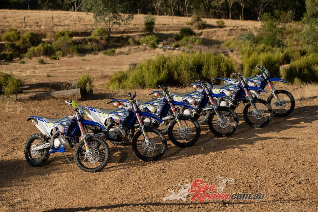Dan tested the 125, 250 and 300 SE Factory two-strokes as well as the 250, 300, 450 and 500 SEF four-strokes. 