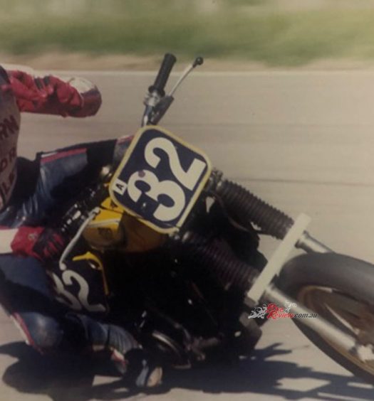 Rob racing at Winton on a borrowed bike. Some of these bikes would've been a handful on a road course...