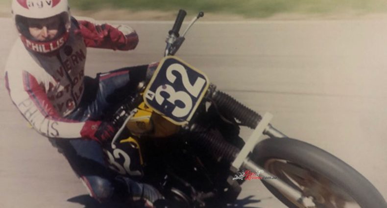 Rob racing at Winton on a borrowed bike. Some of these bikes would've been a handful on a road course...