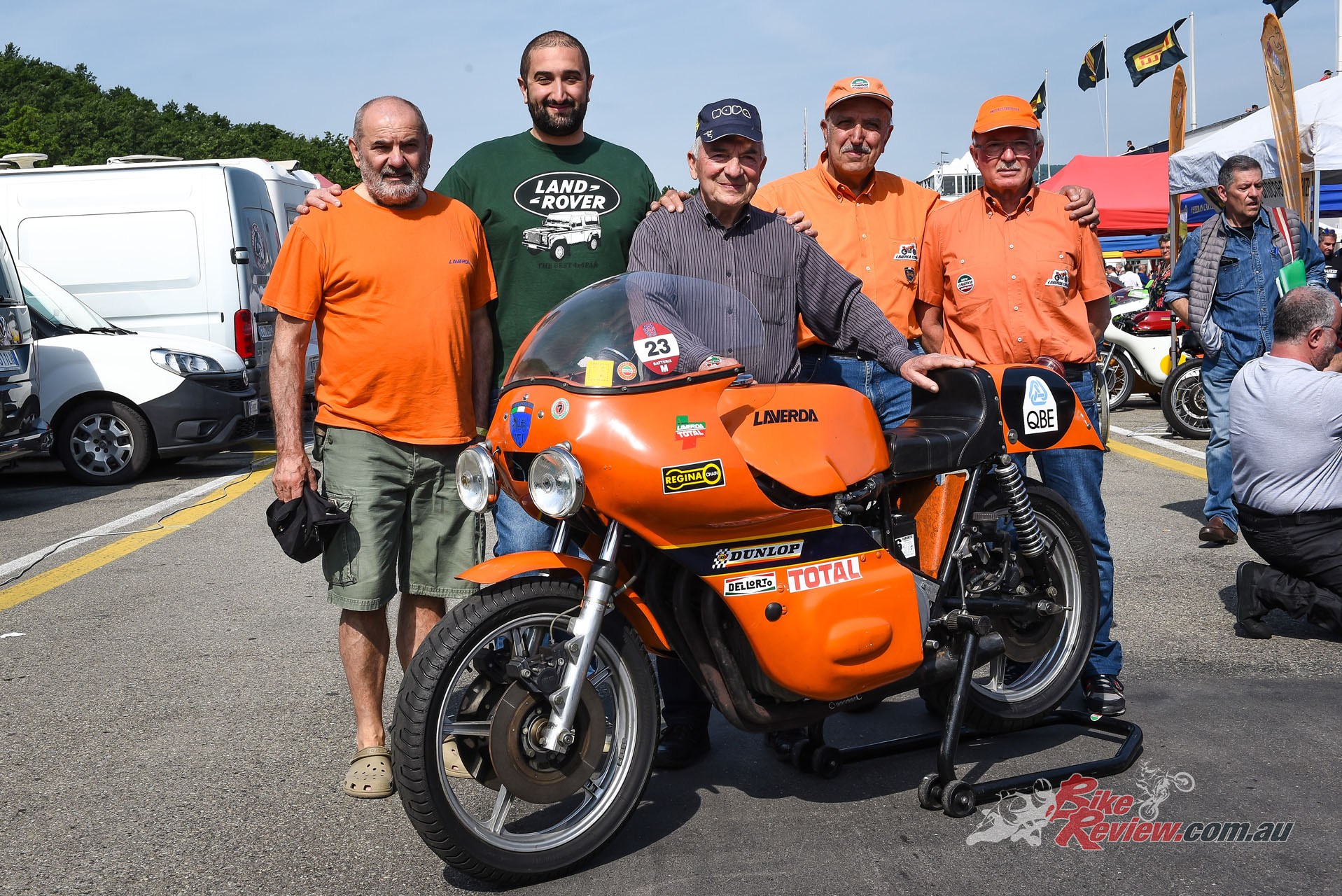 Piero still looks after a lot of the old Laverda racers! Ensuring they're out there flying he orange flag at classic race meetings.