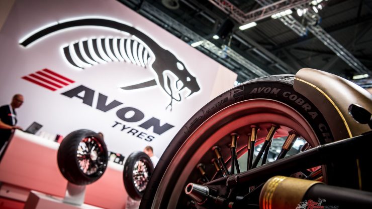 The new, more focused, Avon range includes the Cobra Chrome tire for cruiser and custom bikes, as well as the popular Roadrider MKII sports touring design.