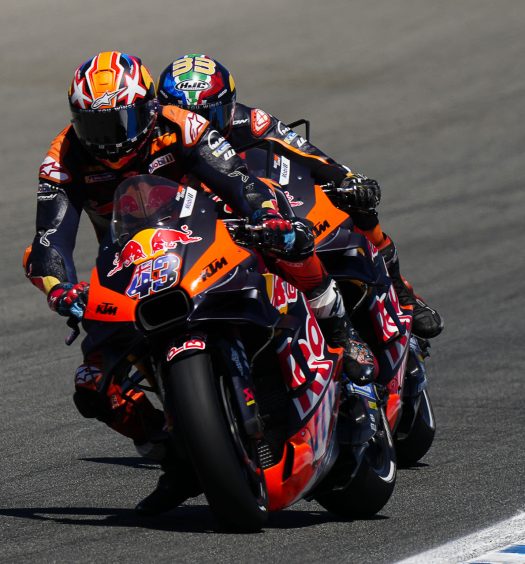 Miller and Binder were ragged perfection in the lead though, sliding their way around Jerez circuit in a two-man show for a few laps.