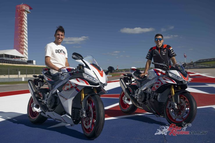 It was the Aprilia Racing MotoGP riders themselves, Aleix Espargaró and Maverick Viñales, who unveiled the Speed White colour scheme for the first time to the general public on the weekend of the Grand Prix of the Americas in Texas.
