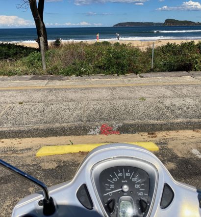 A scooter and the beach. They kind of go together perfectly. This is where I head every other morning on the Yamaha...