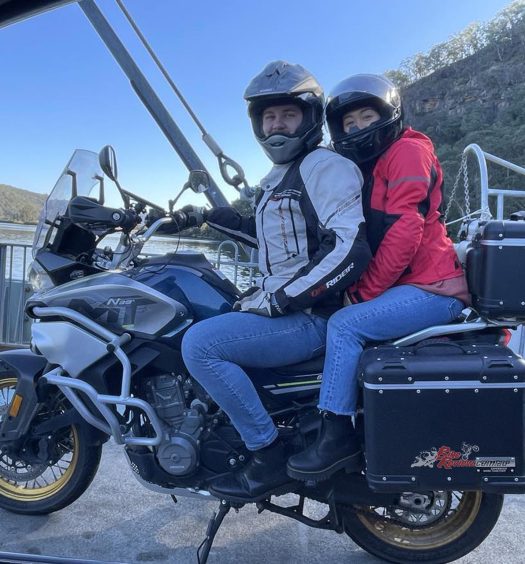 Kirsten reckons that the CFMOTO offers a comfortable experience for the pillion passenger, especially with the addition of hard panniers.