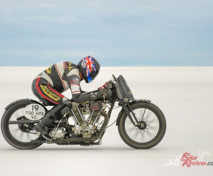 "The riding position is crucial on an underpowered bike, and riding out to the startline three miles from the paddock in a sea of salt, the Baby Pendine’s low, broad seat allowed me to slide back on it so that my thighs were gripping the sides with my bum on the rear mudguard."