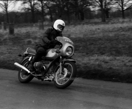 John out at Mira testing the new BMW R90S.