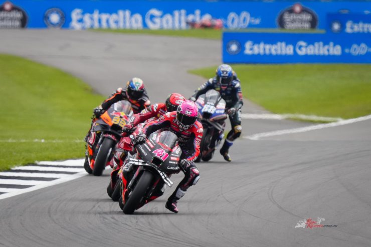 Aleix Espargaro was a man on a mission with 16 laps remaining as the Aprilia rider pushed his way through on Marquez into 3rd place, however, and was the fastest rider on circuit.