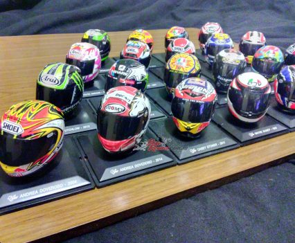 He is also a helmet nerd and even collects these mini helmets!