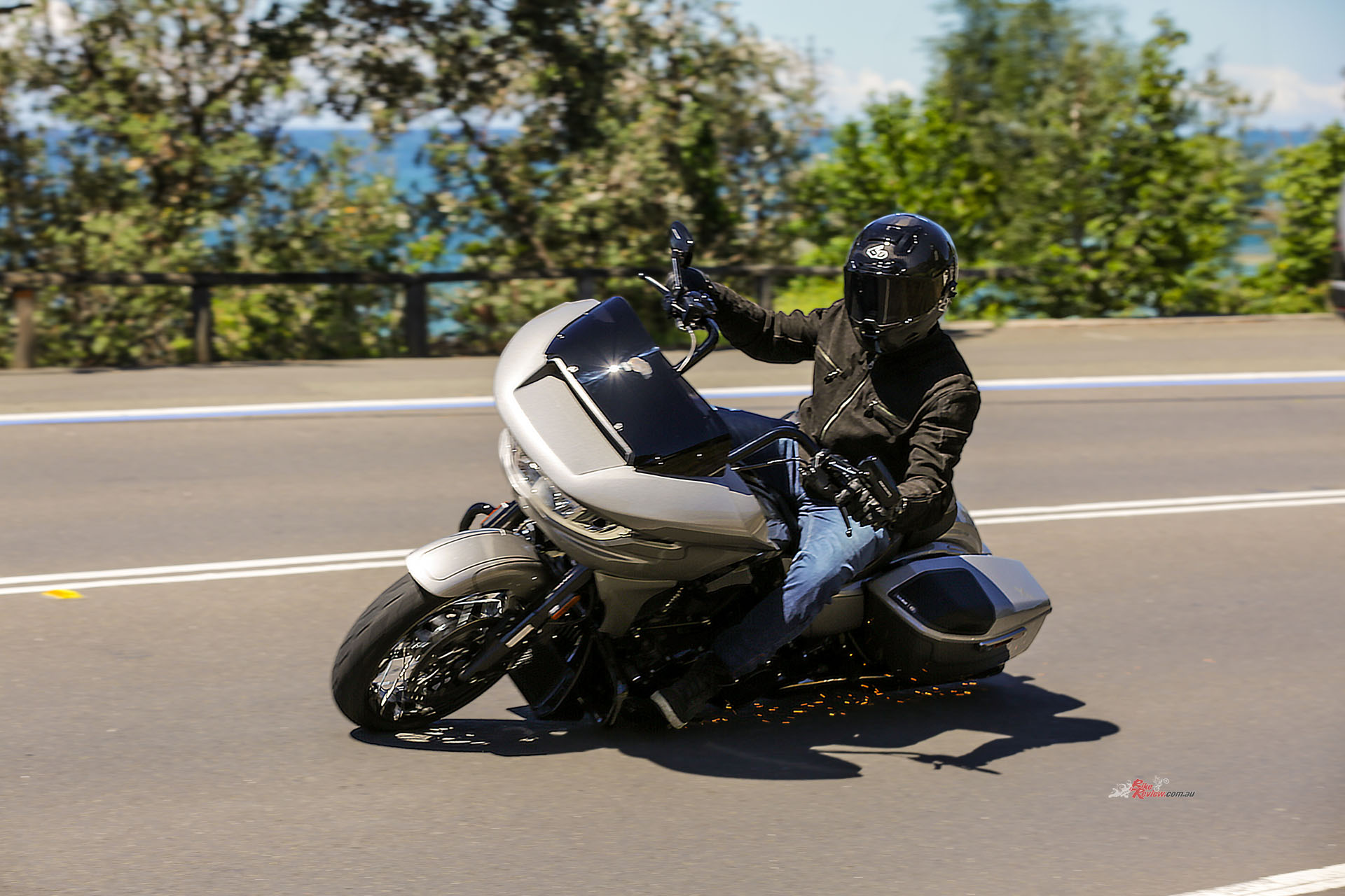 "Smashing the CVO through my local twisties, the bike just wants to sail from side to side and holds its line so accurately."