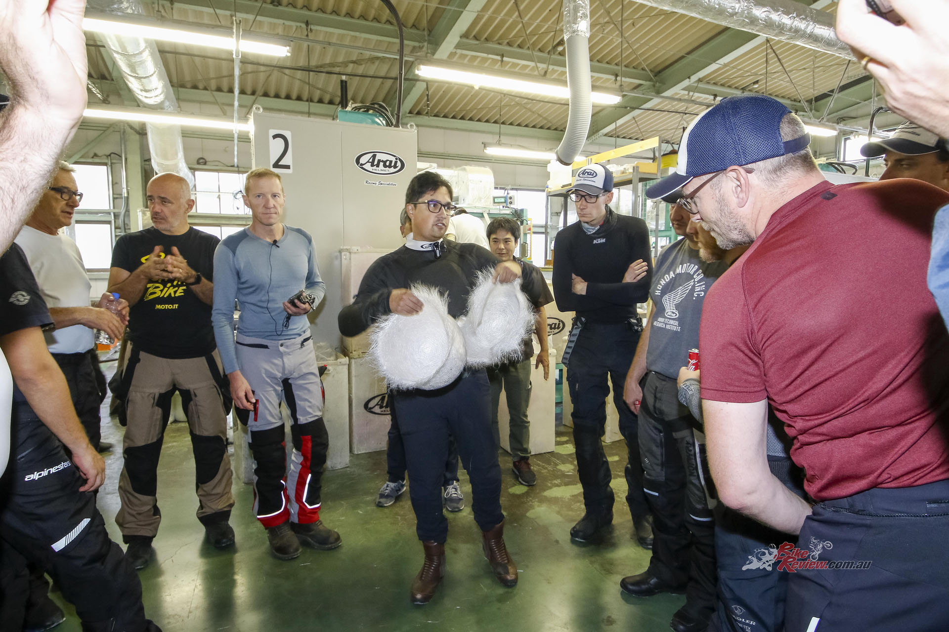 The first part of the tour included the initial construction of the Arai Super Fibre mat that initiates the shell construction.