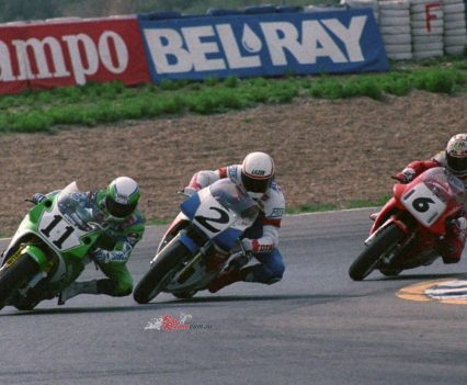 Phillis, Mertens and Roche battling it out in 1990. Phillis leading on the green machine!