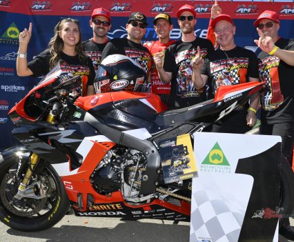 The 36-year-old was peerless in round seven Alpinestars Superbike action on the South Australian circuit, with his maximum points haul on the immaculately prepared Penrite Honda CBR1000RR-R.