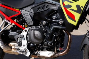 The larger capacity F 900 GS engine has more power and torque but the same great character as before.