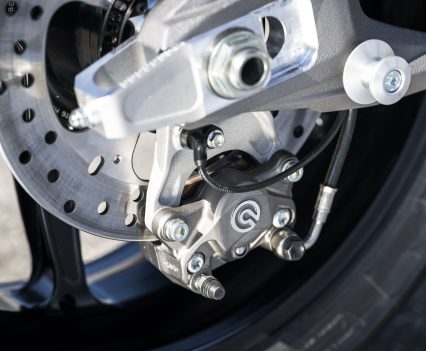 Rear Brembo caliper.