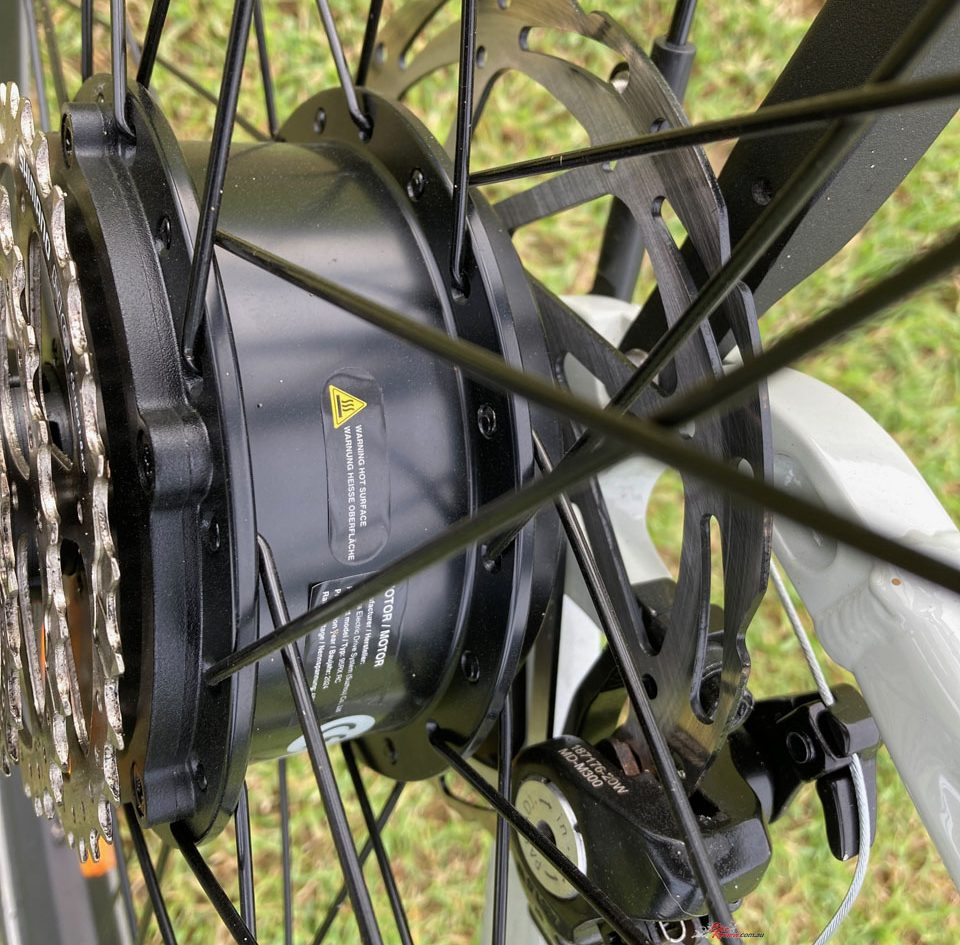 The 250w hub motor produces 55Nm of torque and a top speed of up to 29km/h if unlocked.