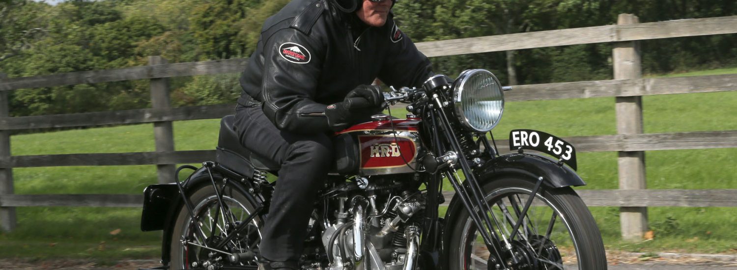 Alan Cathcart on a Vincent-HRD Rapide Series A.