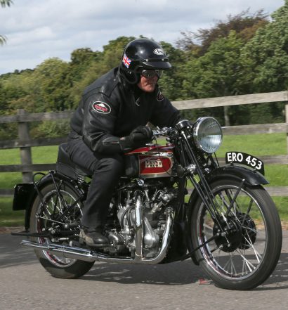 Alan Cathcart on a Vincent-HRD Rapide Series A.