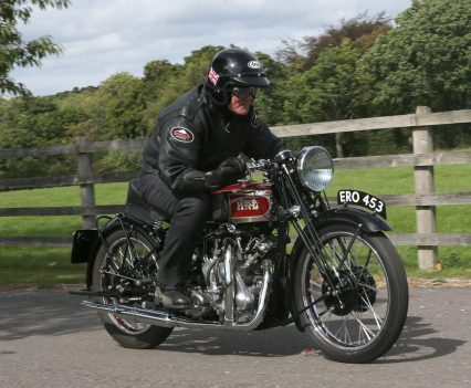 Alan Cathcart on a Vincent-HRD Rapide Series A.