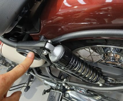 Removing the pillion seat and sub-frame is easy, just remove then re-fit the top shock bolts, sliding the sub-frame off.