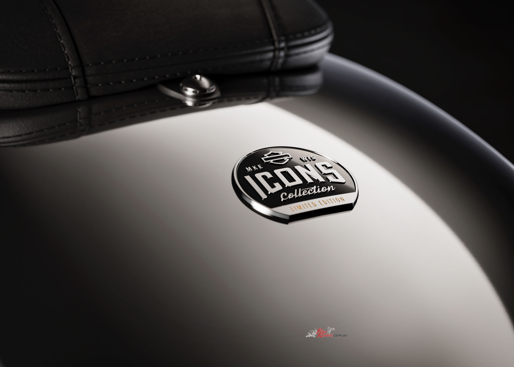 a numbered console insert and Icons Collection medallion on the rear fender denote its limited-edition status.
