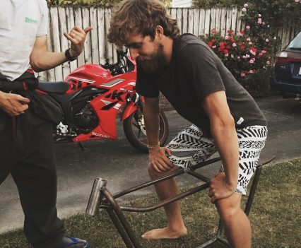 Luke and Kendall testing the new frame!