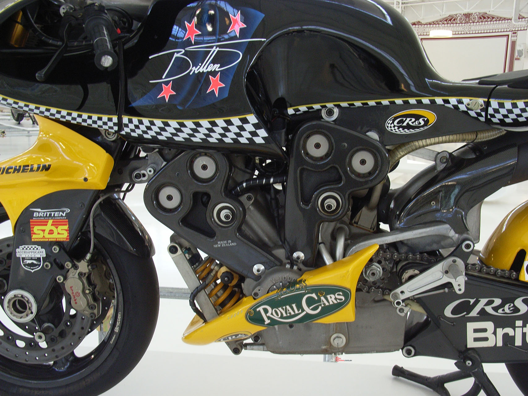 Yes, it’s a real Britten! The man himself approved the unconventional paint job and gave it the nickname “Black Beauty”.
