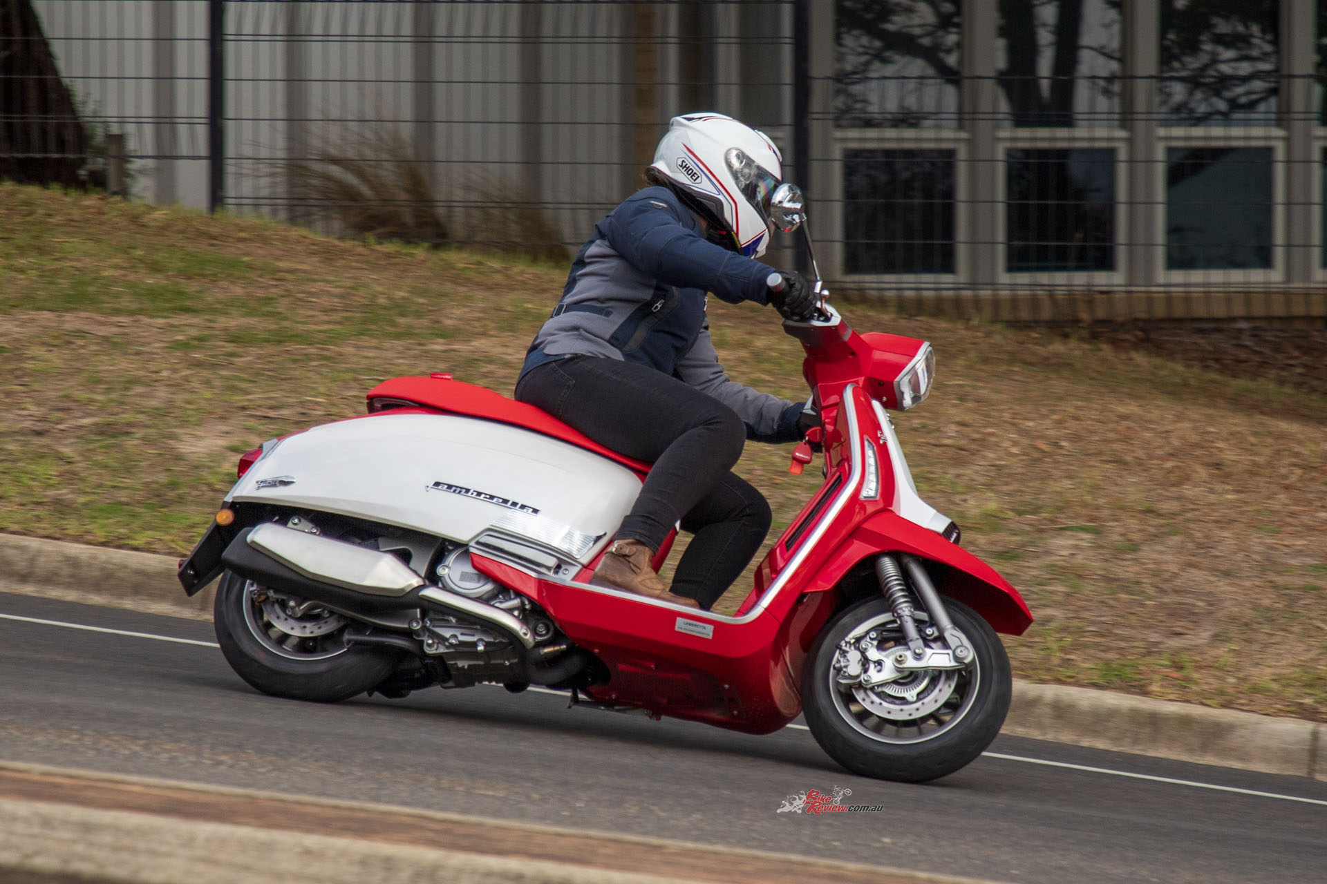 Kel putting the G350 to the test in Melbourne's suburbs, the perfect place for the Lambretta...