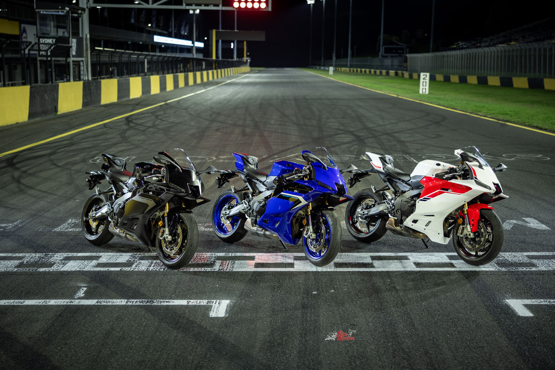 The new 2025 Yamaha YZF-R9 is available in Team Yamaha Blue, Matt Black or Intensity White/Redline.