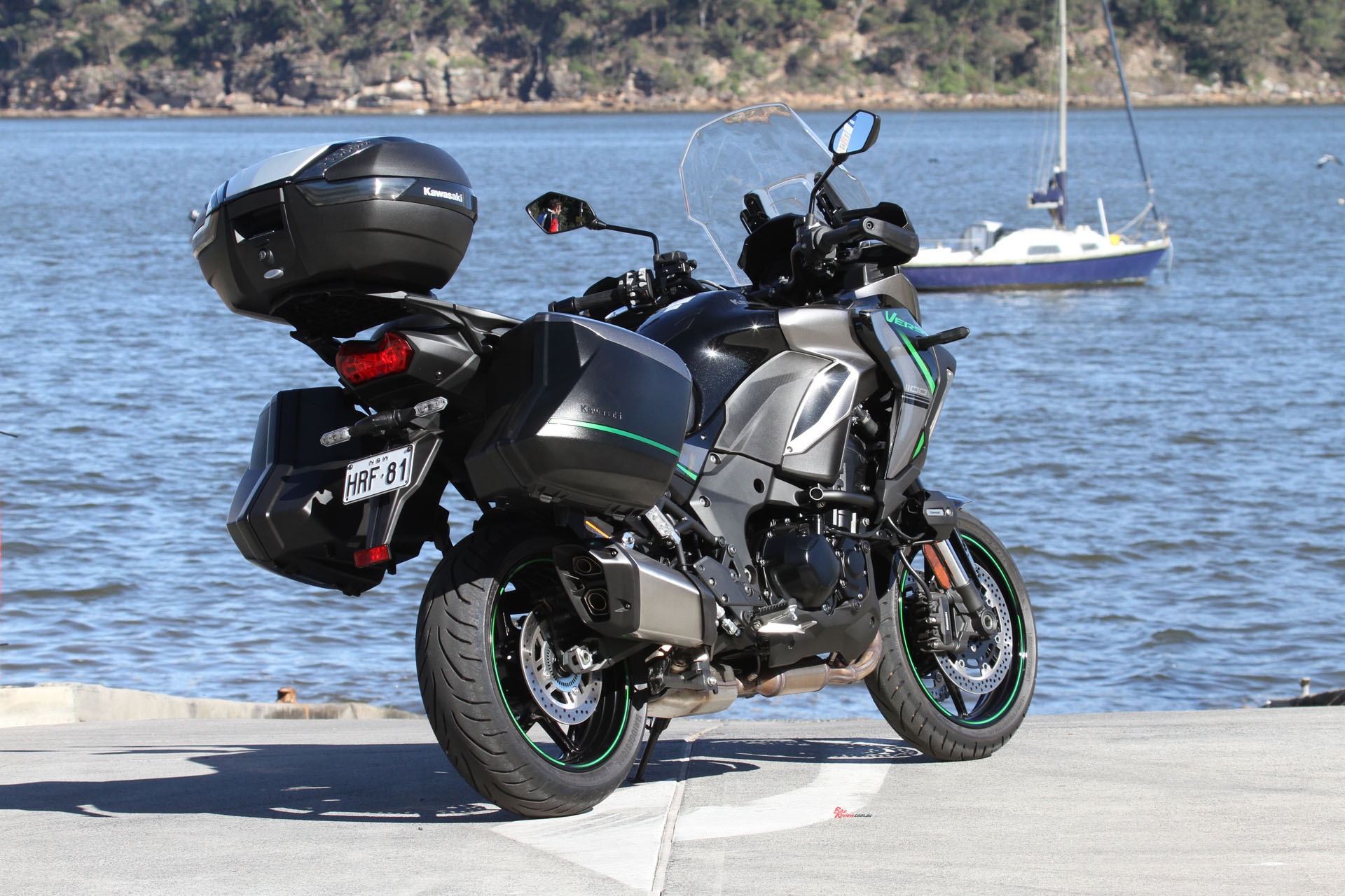 Our press bike had the genuine accessory panniers and top box fitted. They are good quality kit.