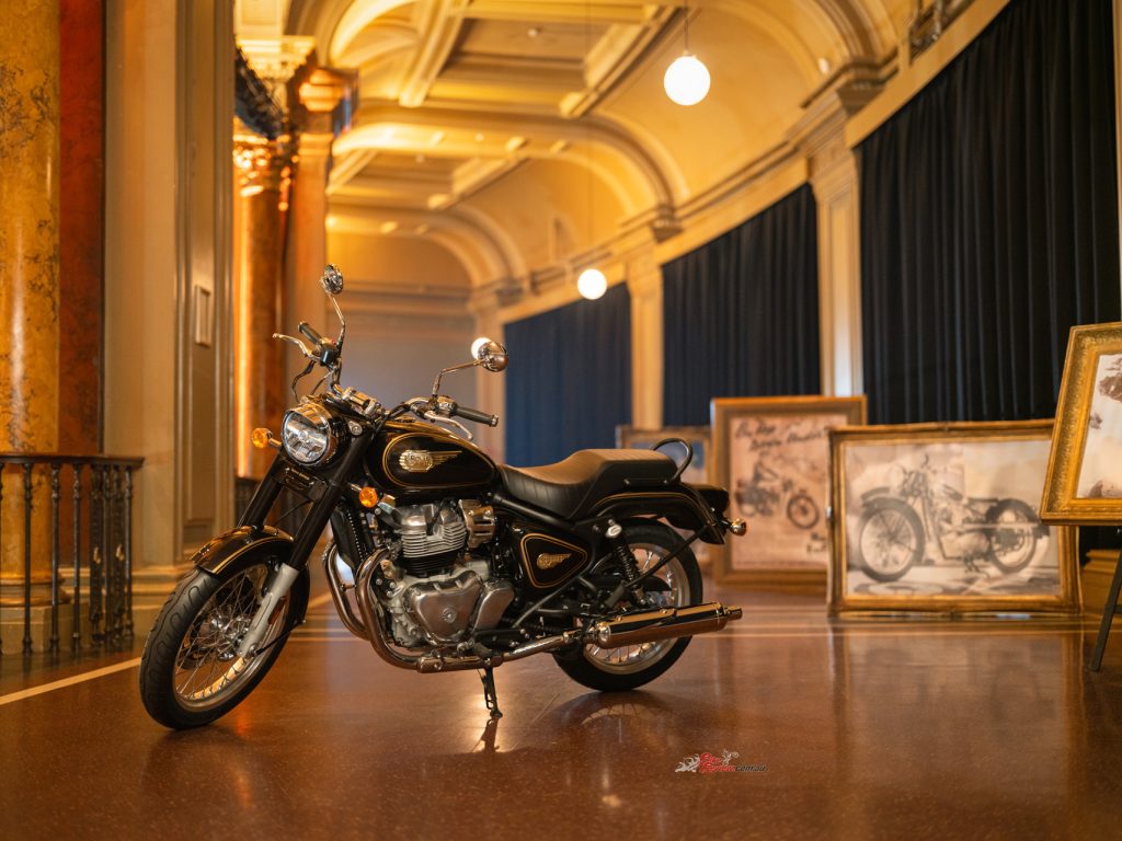 The Bullet 650 runs 19-inch front and 18-inch rear wheels, with road-focused tyres and dual-channel ABS as standard.