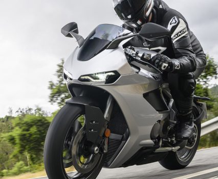 The torque-rich V4 delivers effortless drive from low rpm.