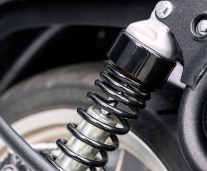 Twin rear shocks keep the Bullet 650’s rear end traditional, with preload adjustment for carrying a pillion or luggage.