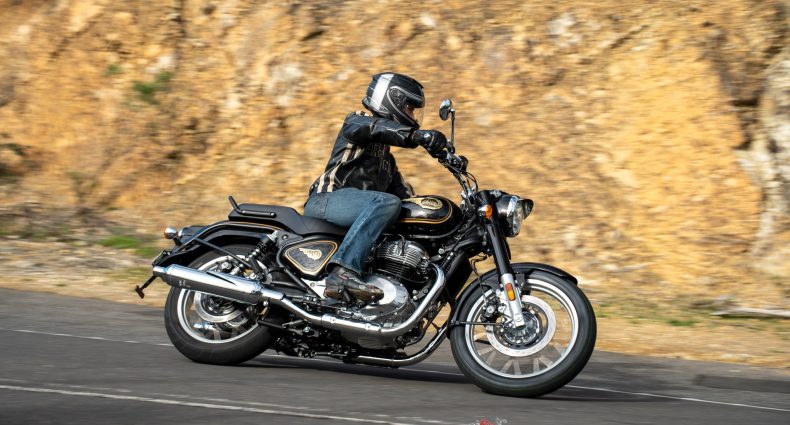 The Bullet 650 feels relaxed on open roads, with the 648cc twin adding easy torque without losing the bike’s old-school character.