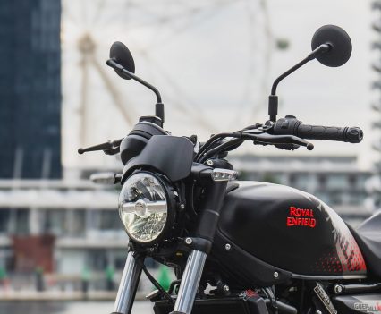 The colour-coded front cowl is a small change, but it helps the Apex look more finished and less utilitarian than the standard Guerrilla.
