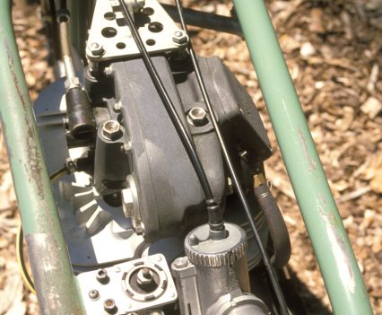 The oil tank’s drilled mounting brackets typify Beart’s relentless weight-saving philosophy.