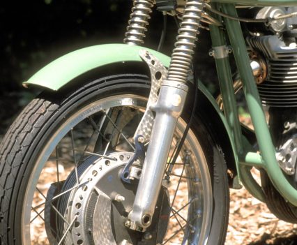 Rare factory Gilera twin-leading-shoe front brake, one of Francis Beart’s favourite upgrades.