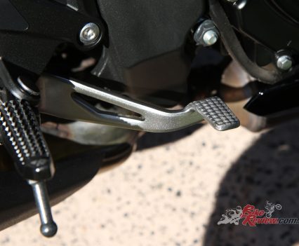 The rear brake offers good feel and complements the strong front stoppers.