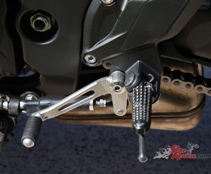The ’pegs were mounted a little high for Nick's 197cm frame, but the quick-shifter was superb.