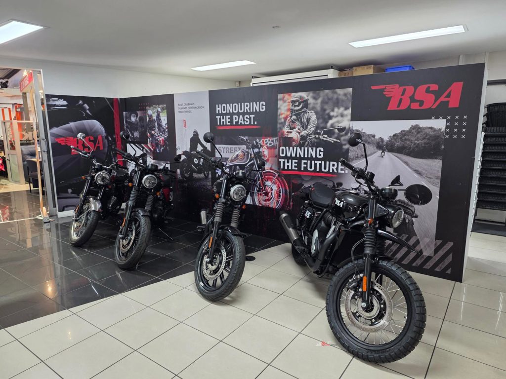 BSA’s Australian line-up takes shape at Leisk Moto Imports’ WA headquarters.