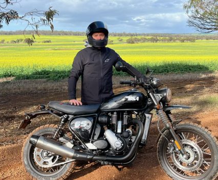 The Scrambler 650 is a long way from the 500cc two-stroke motocrossers of Leisk’s racing days.