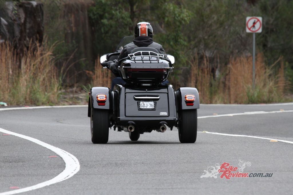 The redesigned rear end cuts unsprung weight by around 30kg compared with the previous trike.