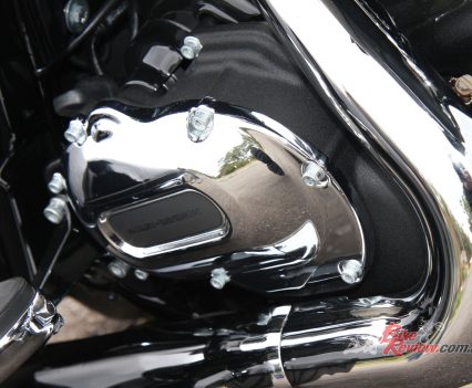 Chrome and black finishes continue through to the Milwaukee-Eight VVT 117 engine.