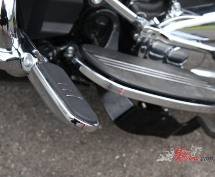 Full-length rider and pillion footboards add to the Street Glide 3 Limited’s long-distance comfort.