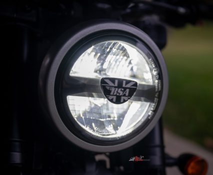 A round LED headlight gives the Bantam modern lighting in a traditional shape.