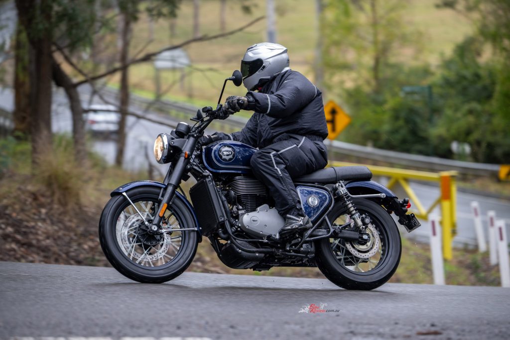 The Gold Star’s low seat and neutral riding position make it an easy fit for everyday road riding.